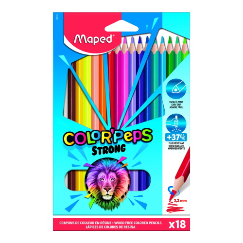Карандаши пластиковые  18 цв трехгранные повышенной прочности MAPED Color Peps Strong 862718