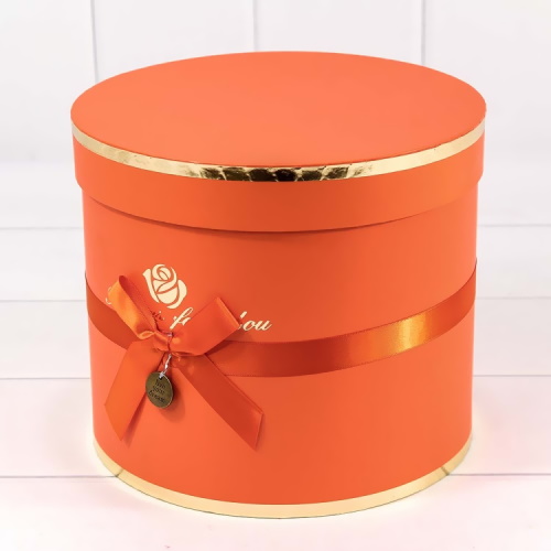 Коробка подарочная цилиндр  14,5х13,5см Flowers for you Оранжевая OMG 7201000/439