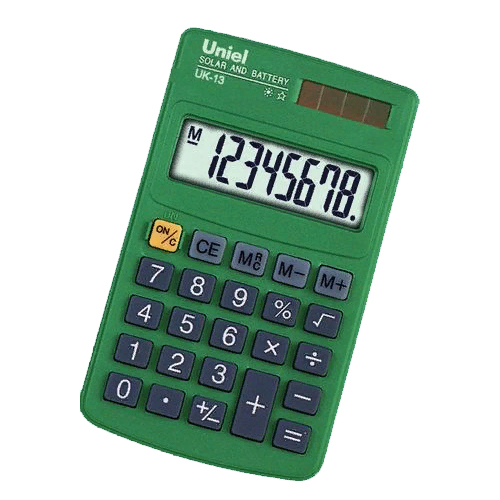 Калькулятор карманный  8 разрядов UNIEL UK-13G зеленый