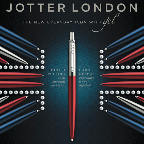 Ручка шариковая автоматическая 1мм синий стержень PARKER Jotter SE London Architecture Classical Red M 2025