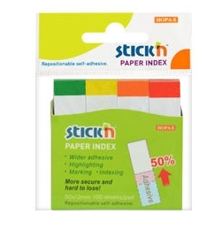 Закладки клейкие 12х50мм  4 цвета по 100л бумага, с цветным краем Hopax 21611