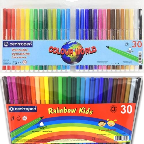 Фломастеры 30 цветов Centropen Washable Rainbow Kids Colour World 7550/30