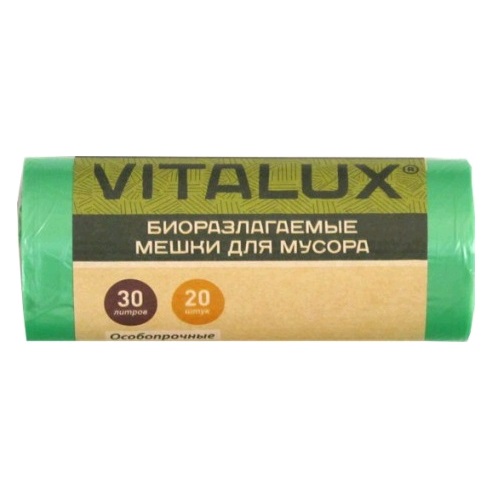 Пакет для мусора  30л рулон 20 штук 10мкм биоразлагаемые VitAlux 1268