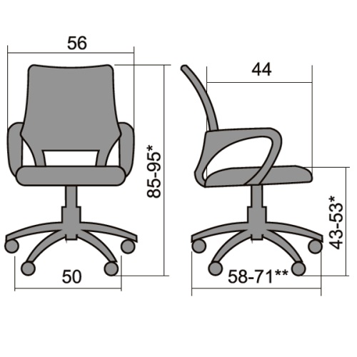 Кресло офисное МЕТТА Metta черное тканевое покрытие, спинка сетка, пластик CS-9PPL