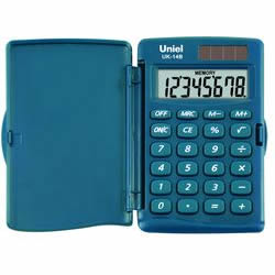 Калькулятор карманный  8 разрядов UNIEL UK-14B с боковой крышкой, морская волна