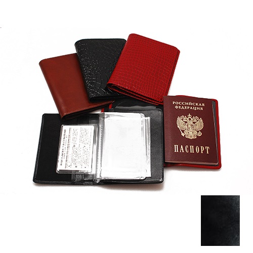 Бумажник водителя с отделением для паспорта кожа черная Grand 02-023-0813