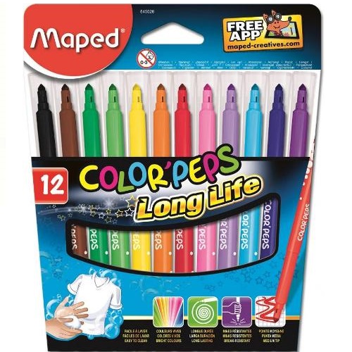 Фломастеры 12 цветов MAPED Color Peps Long Life 845020