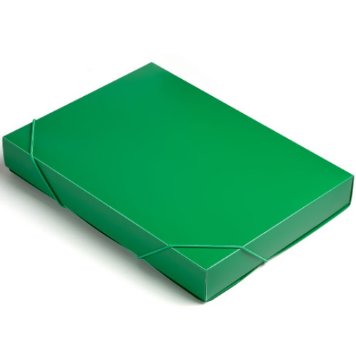 Короб архивный  40мм пластик на резинке зеленый Бюрократ BA40/07GRN