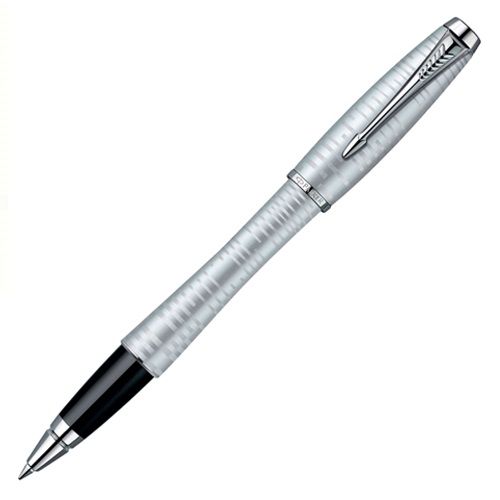 Ручка роллер 0,5мм черные чернила PARKER Urban Premium Silver-Blue Pearl CT F 1906872/T206