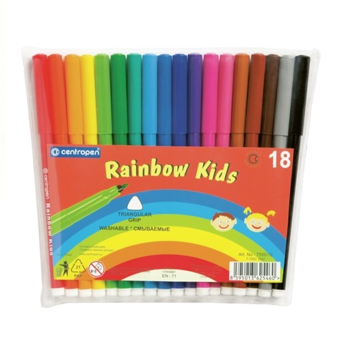 Фломастеры 18 цветов Centropen Rainbow Kids 7550/18