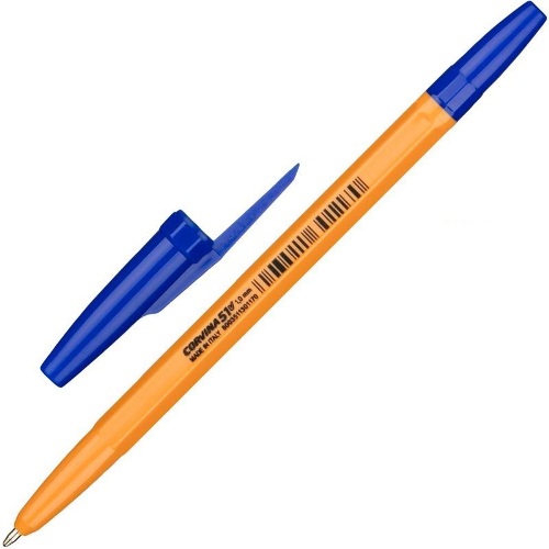 Ручка шариковая 1мм синий стержень масляная основа оранжевый корпус Corvina 4016302