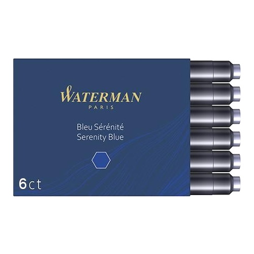 Капсулы для перьевых ручек Waterman короткие синий набор 6шт.(цена за шт.) S0110950