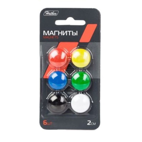 Магниты 2см 6шт цветные Hatber, SM_02069 Магниты 2см 6шт цветные Hatber, SM_02069