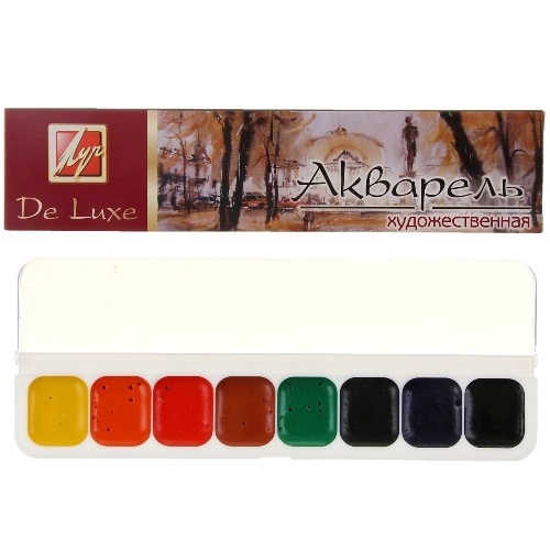 Краски акварельные медовые  8 цветов De Luxe Луч, 14С1017-08
