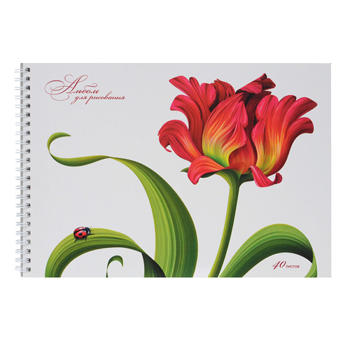 Альбом для рисования А4 40л спираль Прекрасные цветы Канц-Эксмо АЛС40917