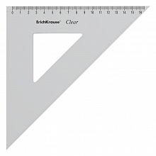 Треугольник пластиковый 45х45х90° 16см прозрачный Clear Erich Krause, 52974