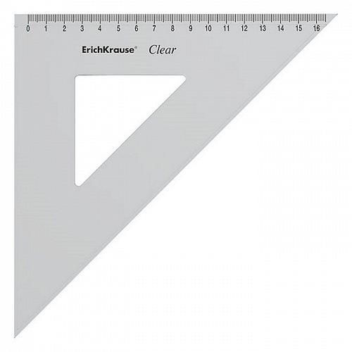 Треугольник пластиковый 45х45х90° 16см прозрачный Clear Erich Krause, 52974