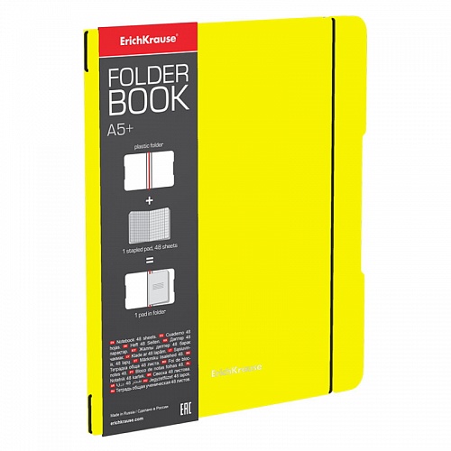 Тетрадь со съемной обложкой 48л клетка желтая FolderBook Neon Erich Krause, 56116