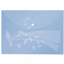 Папка-конверт с кнопкой А4 пластик 0,12мм голубая FlexOffice FO-CBF02
