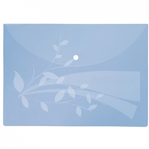 Папка-конверт с кнопкой А4 пластик 0,12мм голубая FlexOffice FO-CBF02