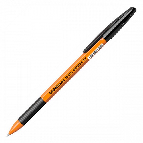Ручка шариковая 0,7мм черный стержень масляная основа R-301 Orange Stick&Grip Erich Krause, 39533