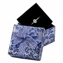 Коробка подарочная квадратная   5х5х3,5см с бантиком Цветы блестящие Синий OMG, 60655/1