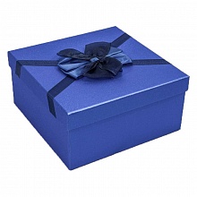 Коробка подарочная квадратная  17,5х17,5х8см с бантом Блеск Синяя OMG, 720616/46