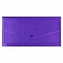 Папка-конверт с кнопкой 227х110мм кожзам Наппа фиолетовый металлик Феникс 48407