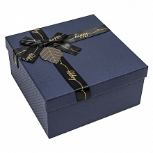 Коробка подарочная квадратная  17,5х17,5х8см темно-синяя Happy OMG 720616/42