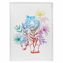 Обложка для паспорта их натуральной кожи с рисунком Радужный тигр Имидж 1,2-082-0