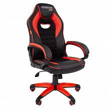 Кресло геймерское Chairman Game 16 экокожа красная + ткань черная, TW-11