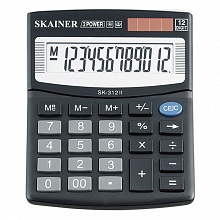 Калькулятор настольный 12 разрядов черный SKAINER SK-312II