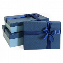 Коробка подарочная прямоугольная  25x17x6см синяя-голубая с бантом Д10103П.212.2