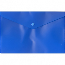 Папка-конверт с кнопкой А5 пластик 0,18мм непрозрачный синий Бюрократ PK804А5NBLU