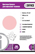 Бумага для офисной техники цветная iOffice А4 пл.80гр 100л пастель розовая, IO-8010012