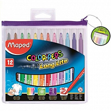Фломастеры 12 цветов футляр на молнии MAPED Color Peps Long Life 845017