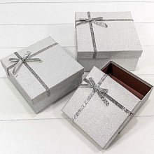 Коробка подарочная квадратная  15х15х6,5см Блеск серебряный OMG, 7201430/2