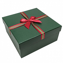 Коробка подарочная квадратная  21,5х21,5х10см Новый год Зеленая OMG-GIFT 720300-230