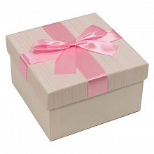 Коробка подарочная квадратная   9х9х5,5см с бантом Светло-розовая OMG, 720365/2