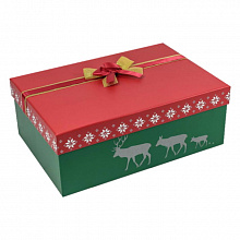 Коробка подарочная прямоугольная  27,5х19х10,5см с бантом Новый год OMG 720300-260
