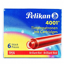 Капсулы для перьевых ручек PELIKAN Brilliant Red INK 4001 TP/6 набор 6шт.(цена за шт.) 301192
