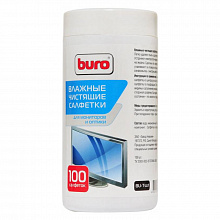 Салфетки чистящие для экранов и оптики 100 штук в тубе BURO BU-Tscrl