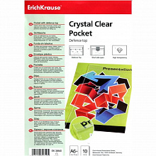 Папка-карман с перфорацией А6+ с верхним клапаном Crystal Clear Erich Krause (цена за 1шт) 30640