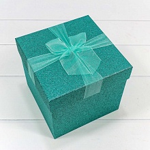 Коробка подарочная куб   9,8х9,8х8,5см Блеск бирюзовый OMG 7308019/10046