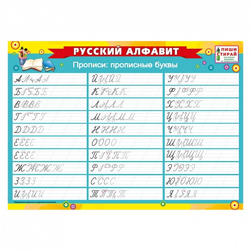 Плакат Русский алфавит. Прописи: прописные буквы МП 071.117