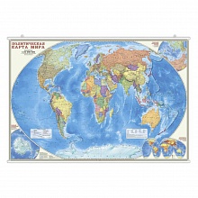 Карта Мира Политическая 124х80см масштаб 1:25м на рейках ламинированная ГЕОДОМ 9785907093805