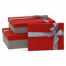 Коробка подарочная прямоугольная  25x17x6см красная-серая Д10103П.135.2 