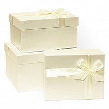Коробка подарочная прямоугольная  23x19x13см ванильная-белая перламутровая Д10103П.195.1