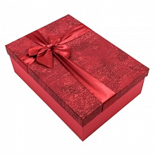 Коробка подарочная прямоугольная  23х17х6,5см Листья бордовая OMG 7201460/3