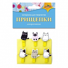 Декоративный элемент Прищепка  6шт Забавные кошки КТС-ПРО, С3574-18 